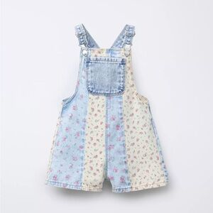 Zara Kids Floral Denim Overalls